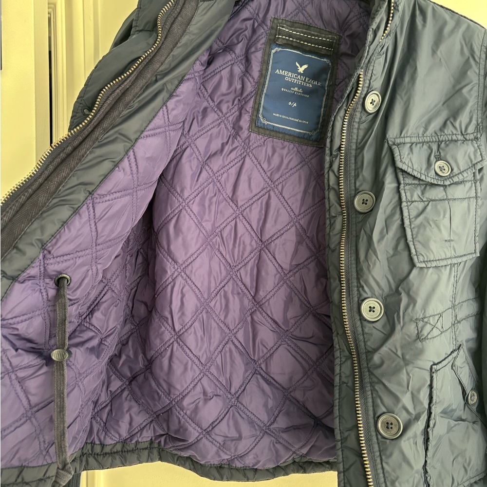 American Eagle Outfitters Navy Quilted Puffer Jacket - Picture 7 of 10